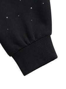 Sudadera con capucha para hombre con pedrería brillante, estilo urbano, con cremallera, oversize, a la moda, proveedor de fábrica OEM - Product Image 4