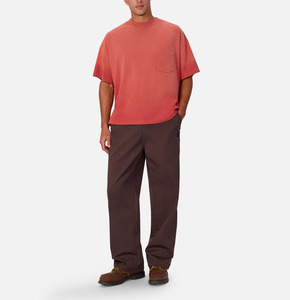 เสื้อยืดคอกลมแขนสั้นผ้าฝ้าย 100% สีแดงซีดแบบใหม่สำหรับผู้ชาย มีกระเป๋าเสื้อ พิมพ์ลายแบบรีดร้อน สีพื้น - Product Image 5