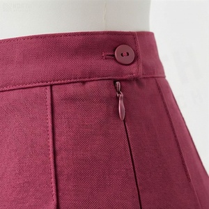 กระโปรงสั้นผู้หญิงจับจีบสีพื้นเอวปกติใส่ได้ทุกฤดูกาลผ้าทอ - Product Image 4