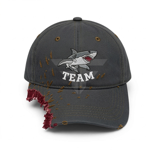 หมวกเบสบอลทรง 6 แผง คุณภาพสูง ผลิตจากผ้าฝ้าย 100% สำหรับทุกเพศ พร้อมปีกโค้ง ตกแต่งด้วยตัวอักษรลายฉลาม ปรับขนาดรอบศีรษะได้ - Product Image 1