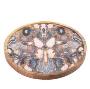 Assiette à salade en bois avec autocollant émaillé, bol de service, vaisselle, assiettes, ensemble de vaisselle pour le dîner - Product Image 2