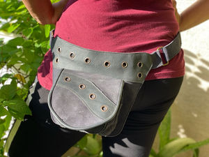 Sac banane en cuir suédé véritable fait à la main unisexe élégant multi-poches sacs de hanche ceinture à sangle réglable sac de taille utilitaire - Product Image 3