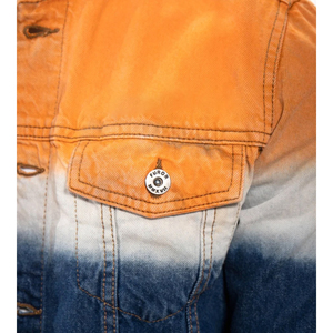 Men's Color Blocking <b>Denim</b> Jacket Dip Dye Cotton Casual <b>Coat</b> Autumn Regular Fit Button Fly Jeans <b>Coat</b> with Pockets - Product Image 5