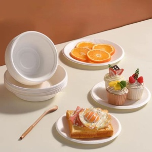 Assiettes en Fibre de Canne à Sucre Naturelle de 6 Pouces, Vaisselle Jetable Biodégradable pour Collations, Gâteaux et Plats Rapides, Fournitures pour Événements - Product Image 1
