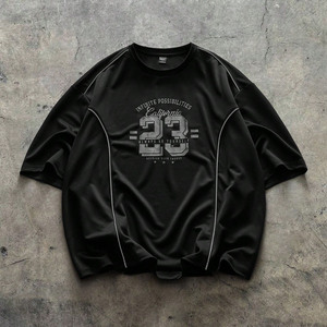 Nouvelle Arrivée Maillot de Football Américain de Haute Qualité en Jersey Uni Anti-rétrécissement Col Rond OEM T-shirt Doux Unisexe Coupe Ample Manches Courtes - Product Image 1