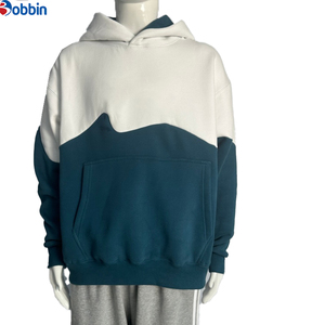 Sweat-shirt à capuche essentiel surdimensionné à manches longues pour homme, imprimé numérique, bicolore, coupe ample, épaules tombantes, personnalisable - Product Image 1