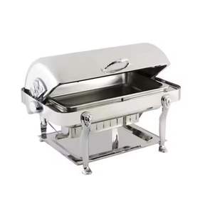 Plat de service ovale en acier inoxydable avec couvercle en verre, chauffe-plat de buffet, plat de service pour la restauration avec support, hôtel, restaurant - Product Image 4