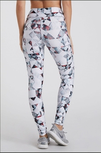 High Waist Geometric Print Yoga <b>Leggings</b> Full Length Four-Way Stretch Lightweight 220g Spandex/<b>Nylon</b> Women's Workout Pants - Product Image 3