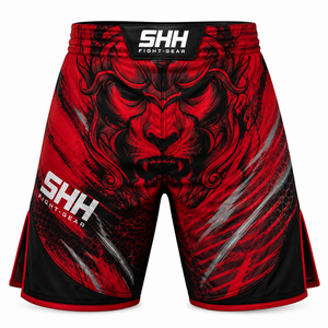 SHH Industries Custom MMA Fight <b>Shorts</b> for Adults Men Black Gold Lion Graphic Grappling BJJ <b>Kickboxing</b> Training Breathable - Product Image 2