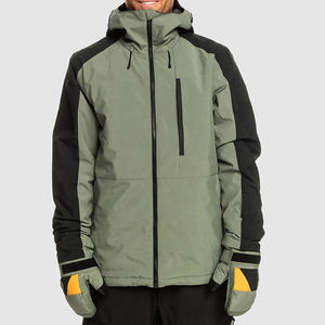 Chaqueta de Esquí Reversible para Hombre con Capucha, Cuello Alto con Cremallera, Transpirable, Impermeable 10.000 mm, Cortavientos, Diseño de Parches, para Nieve e Invierno - Product Image 1