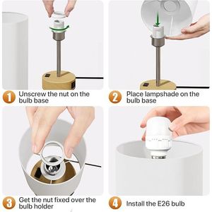 Lampada da Tavolo in Lino Dimmerabile a 3 Livelli con Porte di Ricarica USB A+C, Piccola Lampada da Comodino con Controllo Touch e Presa AC - Product Image 4