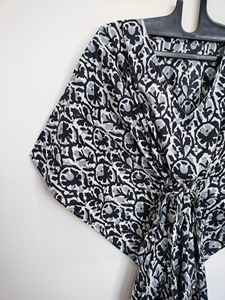 Robe Kaftan Légère en Coton Imprimé Floral Vintage pour Femme, Col en V, Dentelle, Longueur Genou, Style Indien, Idéale pour la Plage - Product Image 2