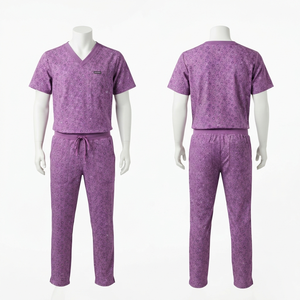 Ensemble de blouses médicales unisexe imprimées en tissu Dobby 180 GSM de qualité supérieure, en polycoton, avec détection d'aiguilles, imprimé médical rose, uniforme personnalisé brodé - Product Image 1