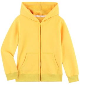 Vêtements de mode, sweats à capuche personnalisés pour enfants, pull-over 100% coton molletonné, couleur jaune hiver, fermeture éclair, prix bas et service OEM - Product Image 1