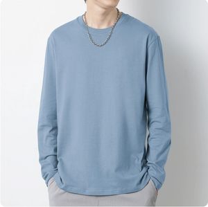 Camiseta de Manga Larga de Algodón Puro para Hombre, Camiseta Interior Blanca Sólida, Camiseta de Cuello Redondo - Product Image 6