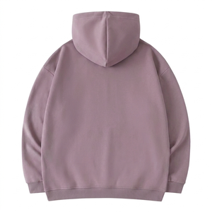 Sudadera con Capucha de Felpa Gruesa Premium, Color Morado Polvoriento, Diseño Minimalista, Sudadera Lisa Morado Pastel para Hombre, Estilo Urbano, Venta al por Mayor - Product Image 2