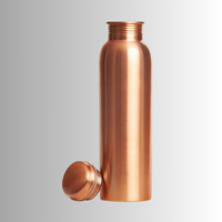 Bouteille d'eau en cuivre moderne, finition mate, avec couvercle à vis antidérapant, portable, écologique, réutilisable, personnalisable avec logo et couleur, vente en gros