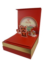 Pochettes en papier kraft rouge écologiques personnalisées OEM pour gâteaux de lune, de haute qualité, faites à la main, en carton ondulé biodégradable avec dorure à chaud