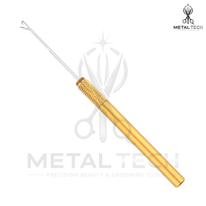 Gold Metal Handle Hair Extension Micro Link Pulling <b>Needle</b> Latch Hook Loop <b>Threader</b> Tool Wholesale Salon Weaving Hardware - Product Image 2
