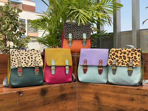 Venta superior Mochila para mujer Bolsa personalizada con estampado de animales Bolso convertible de cuero reciclado Mochila de viaje de negocios de cuero colorido - Product Image 5