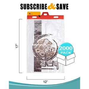 Bolsas de panadería de polietileno impresas ultrafinas de 12x17 LP Header Pack 2000 0,6 Mil de espesor para panaderías domésticas e industrias alimentarias - Product Image 2