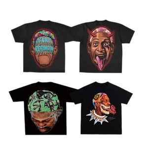 เสื้อยืดพิมพ์ลายกราฟิกแขนสั้นสำหรับผู้ชายรุ่นใหม่ล่าสุด ขายส่งจากโรงงาน เนื้อผ้าหนา สีดำล้วน รับสั่งทำ - Product Image 1
