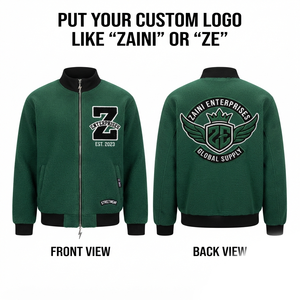 240 GSM Premium Polyester Polar Fleece Running <b>Jacket</b> Green Custom Printed Logo Full Zip Waterproof Breathable Reflective Stand - Product Image 1