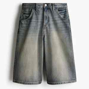 Shorts en jean 100 % coton de haute qualité à ourlet brut, personnalisés pour homme, respirants, décontractés, style streetwear, bleu clair, vintage, pour l'été - Product Image 1