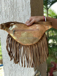 Bolso de Cadera de Cuero de Piel de Vaca Cosido a Mano en Negro, Bolsillo de Cadera, Cinturón, Bolsillo de Cintura, Cinturón con Flecos, Cinturones con Flecos de Pelo de Vaca - Product Image 5