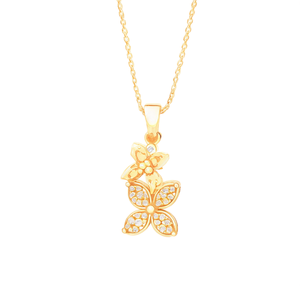 จี้รูปดอกไม้ประดับหินออสเตรียชุบทองพร้อมสายโซ่ - Product Image 2