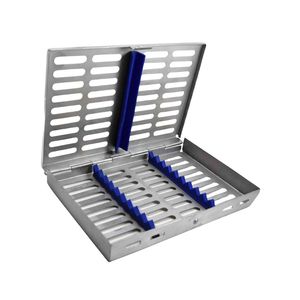 Caja de Esterilización Dental Grande con Insertos de Silicona Azul, Organizador de Instrumentos Quirúrgicos de Acero Inoxidable - Product Image 1