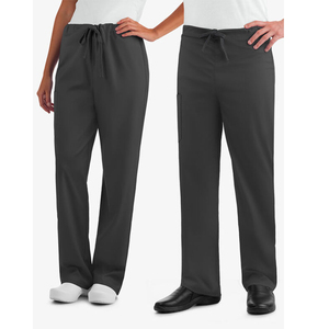 Ensemble de blouses et pantalons d'hôpital noirs pour femmes en coton et polyester tissé, sans coutures, thermocollées - Product Image 3