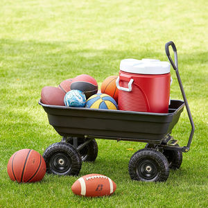 Chariot de jardin robuste en polyéthylène 37x8.27x20 pouces avec pneus pneumatiques de 10 pouces, capacité de 600 lb pour transporter terre, paillis et gravier ODGGAD007 - Product Image 4