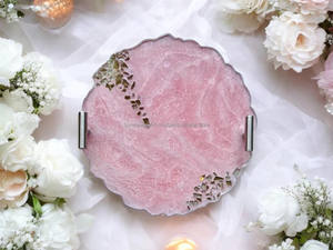 Humran Export Handcrafted Luxe <b>Epoxy</b> <b>Clear</b> Crystal <b>Resin</b> Tray Beautiful Smooth Cake Tools - Product Image 5