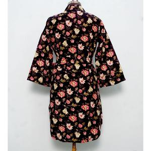 Conjunto de Vestido Bohemio de Algodón hasta la Rodilla para Mujer, Camisa con Estampado Floral, Cintura Natural, Botones Tejidos, Limpieza en Seco - Product Image 6