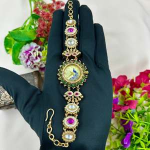 Indian Ethnic Brass Jewellery-Madhuri Heritage Adjustable Watch - Product Image 3