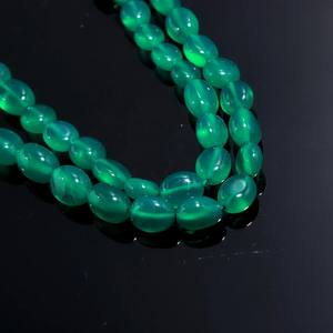 Perles ovales lisses en onyx vert naturel de qualité AAA, forme ovale 5*7-6*8 mm, 16 pouces, pour la création de bijoux - Product Image 1