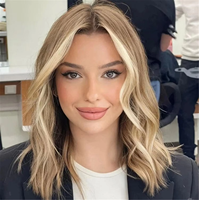 Perruque HD Lace Glueless 100% Cheveux Humains Vierges, Ondulée avec Mèches, Perruque Frontale 4x4, avec Baby Hair Pré-Pluckée et Personnalisable