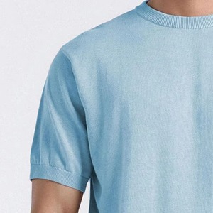 Camiseta de Punto Ligera para Hombre, Camiseta Informal de Manga Corta para Verano, Cuello Redondo, Tejido de Punto, Suave, Transpirable, Básica y Moderna - Product Image 5