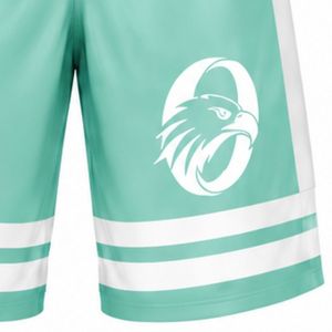 Men Mint <b>Green</b> Sublimated Ice Hockey Shorts Polyester Striped Athletic Team Sportswear Match Training Game Apparel - Product Image 4