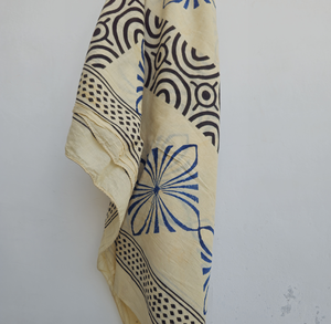 Hand Block Print Cotton <b>Sarong</b> Yellow Blue Beach Wrap Boho Pareo Cover Up Handmade Indian Scarf Summer Swimwear Wrap Resort - Product Image 3