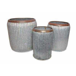 Juego de Macetas de Metal Galvanizado, Macetas Acanaladas Plateadas de Zinc, Recipientes Decorativos para Jardín, Macetas para Suculentas, Cubos para Vivero, Interior/Exterior - Product Image 2