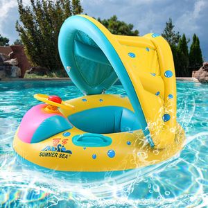 Flotador Inflable para Bebé con Toldo y Volante – Asiento Flotante para Niños Pequeños con Protección Solar - Product Image 1