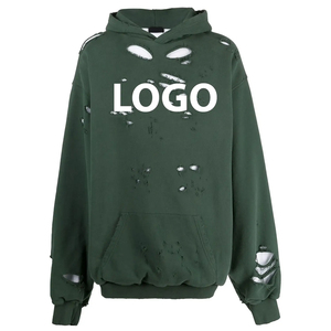 Sweat à capuche délavé et vieilli pour homme, coupe oversize en coton tricoté, style décontracté avec poche avant et logo, collection automne - Product Image 5