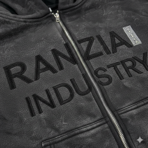 Ranzia Industry Manufacturer Supply Men Zip Hoodie Distressed Embroidery Wholesale Bulk Men Zip Hoodie Distressed Embroidery - Product Image 3