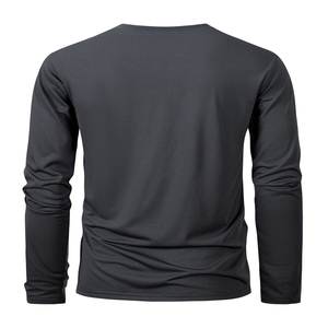 Custom Logo <b>Men</b> Long Sleeve T Shirt Plain Cotton Blank Tee Shirt Crew Neck Slim Fit Solid Color Casual Basic <b>Pullover</b> Tops - Product Image 2
