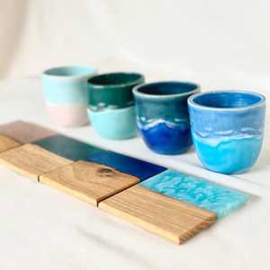 Designer Acacia Wood Resin Coasters Handcrafted Heat-Resistant Drink Coaster Set for Kitchen, Bar & Living Room - Product Image 3