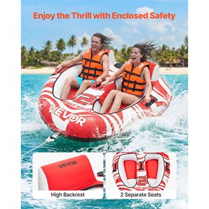 2-Rider Inflatable Boat Tubes 340 Lbs Capacity <b>Towable</b> Tubes for Water Sports 340 Lbs Capacity <b>Towable</b> Tubes for Boat Pulling - Product Image 2