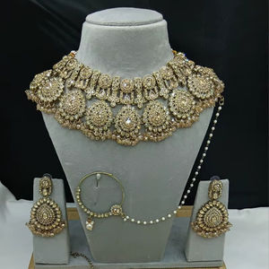 Conjunto de Collar de Novia Étnico Kundan Chapado en Oro de Alta Calidad para Mujer, con Aretes Jhumka de Perlas Esmaltadas, Regalo de Compromiso - Product Image 2