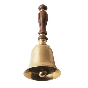 Premium Solid Brass Handcrafted Hand Bell Polished Gold Finish Traditional Antique Prayer Bell for Home <b>Mandir</b> Temple Festival - Product Image 3